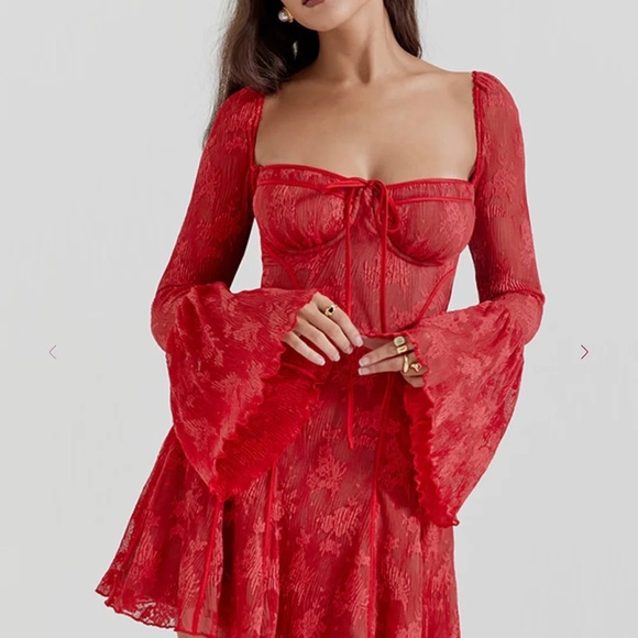 House of CB Dresses & Skirts - House of CB Red Lace Mini Dress